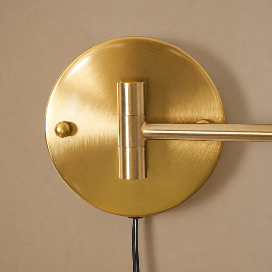 Adjustable Arm Plug In Wall Lamp, L 14.6-Inch x H 5.9-Inch, Black & Gold, US Plug for Bedroom & Living Room