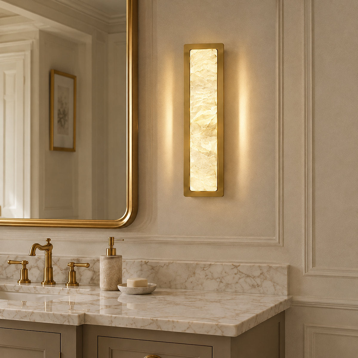 Tricolordeer Modern Rectangular Alabaster Wall Sconce