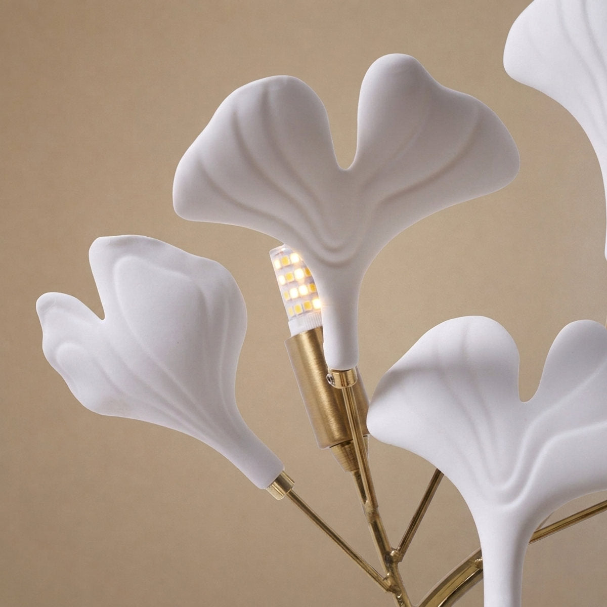 Gingko Wall Lamp, 13.8~15.7-Inch x H 19.7~23.6-Inch, Gold & White for Living Room