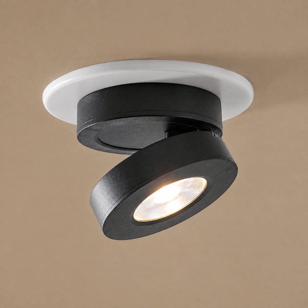 Round Rotating LED Downlight Wall Lamp, 3.4-Inch x H 0.9-Inch, White, Warm Light for Bedroom & Living Room
