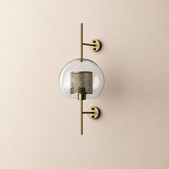 Chiswick Glass Wall Lamp, 5.1~9.8-Inch x H 21.6~30.7-Inch, Copper plating for Living Room & Dining Room