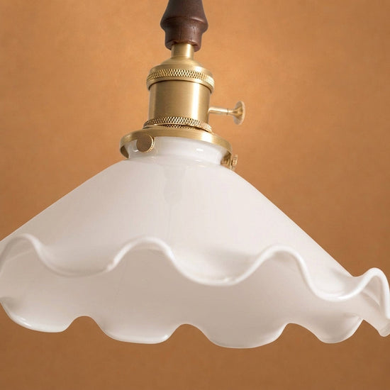 Modern Walnut and Brass Pendant Light