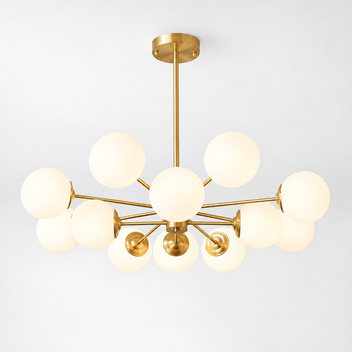Frosted Glass Orb Brass Chandelier