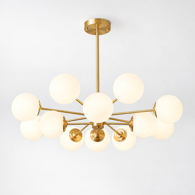Frosted Glass Orb Brass Chandelier