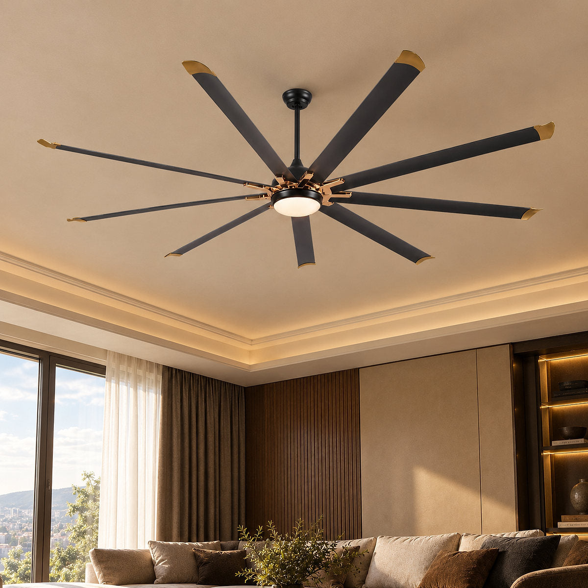 Tricolordeer Contemporary Metal Eight-Blade LED Disc Ceiling Fan