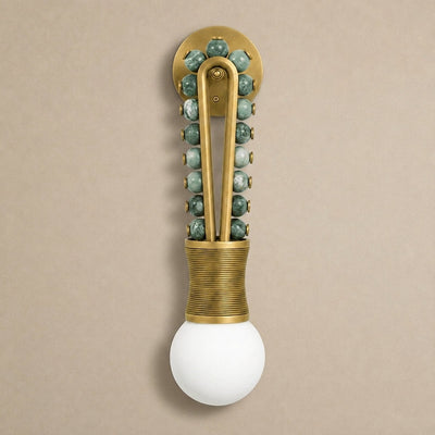 Ardora Wall Lamp, 5.5-Inch x H 24.4-Inch, Brass & Green for Living Room