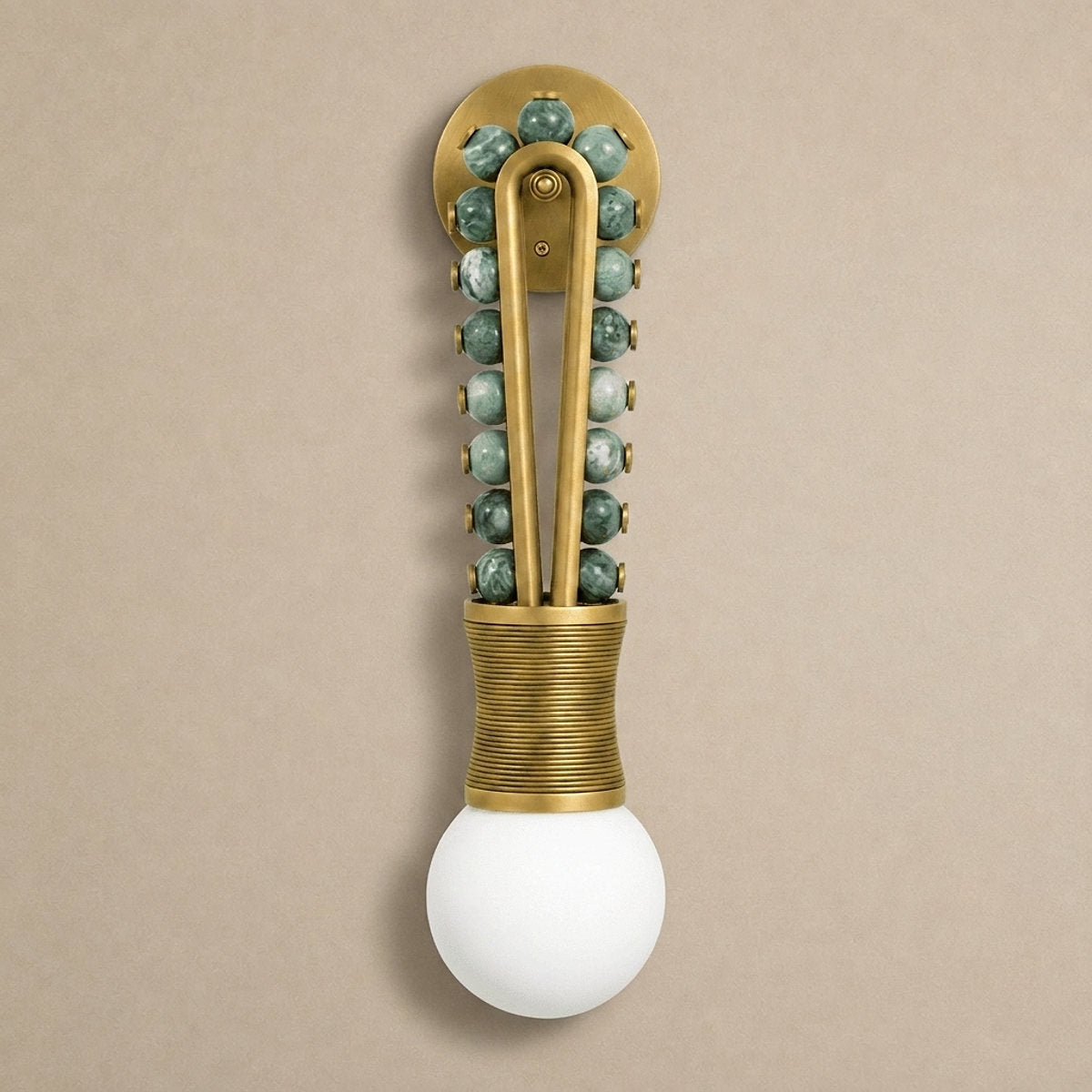 Ardora Wall Lamp, 5.5-Inch x H 24.4-Inch, Brass & Green for Living Room