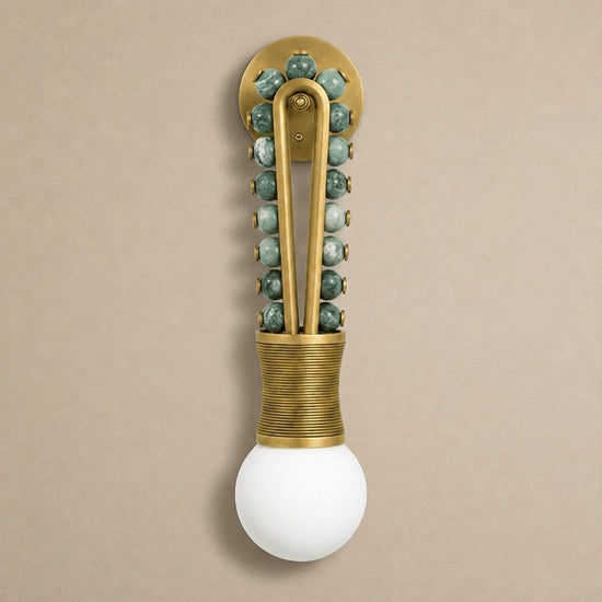 Ardora Wall Lamp, 5.5-Inch x H 24.4-Inch, Brass & Green for Living Room