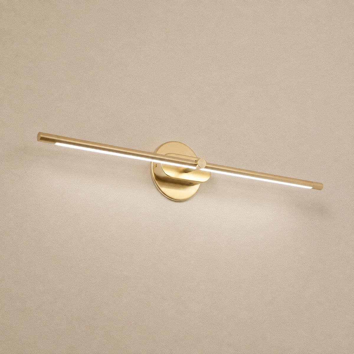Minimalist Linear Rechargeable Wall Lamp, L 27~50-Inch x H 2-Inch, Gold, Three-Color Light & USB Charging for Bedroom & Living Room