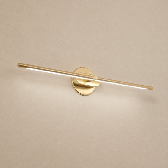 Minimalist Linear Rechargeable Wall Lamp, L 27~50-Inch x H 2-Inch, Gold, Three-Color Light & USB Charging for Bedroom & Living Room