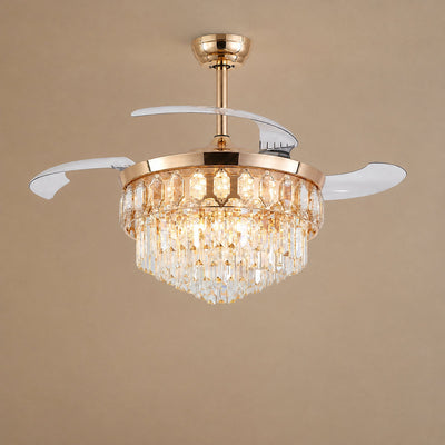Crystal Chandelier Retractable Blade Ceiling Fan