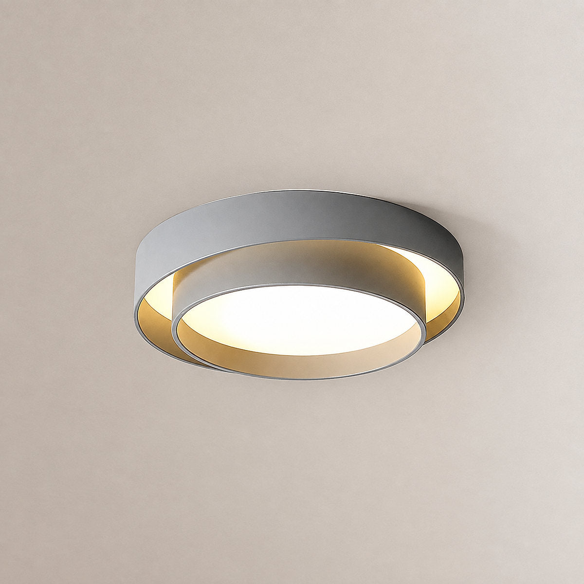 Melody Ceiling Light, 15.7-Inch x H 5.5-Inch, White, Warm Light for Living Room & Bedroom