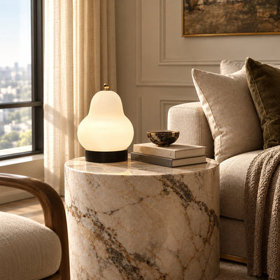 Rechargeable Three-Color Glass Table Lamp