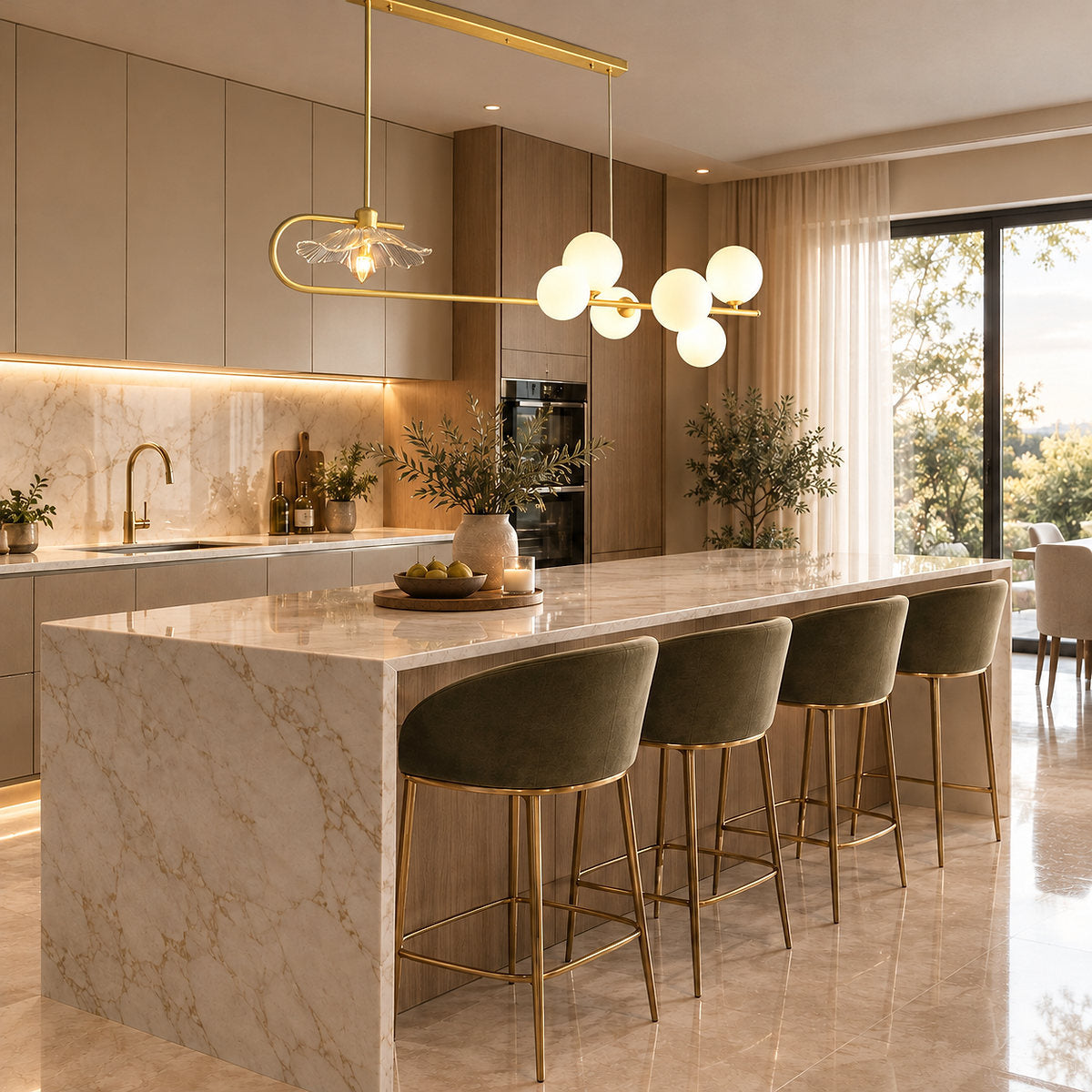 Tricolordeer Gold Metal and Glass Chandelier
