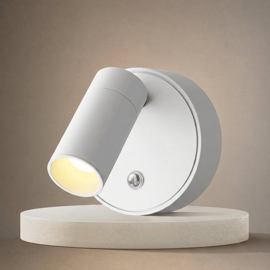 Luma Pivot Rechargeable Wall Lamp, 3.1-Inch x H 3.1-Inch, Black, Three-Color Light & USB Charging for Bedroom & Living Room