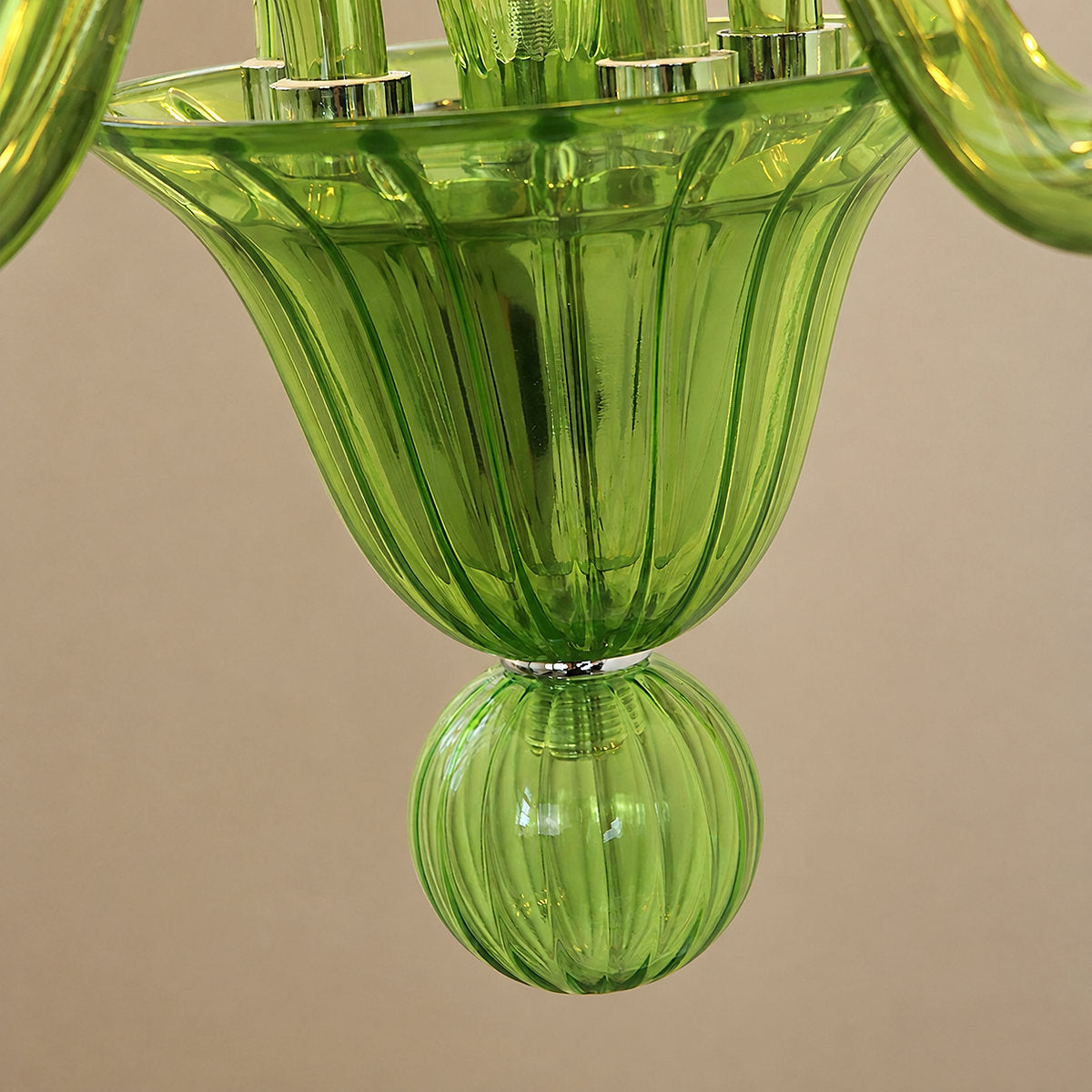 Liquid Green Hand-Blown Glass Chandelier