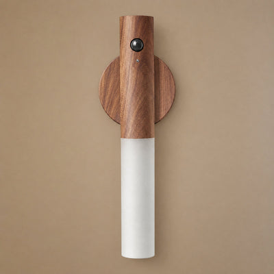 Nomad Magnet Rechargeable Wall Lamp, 1-Inch x H 7.1-Inch, Walnut Wood & White, Warm Light for Bedroom & Living Room