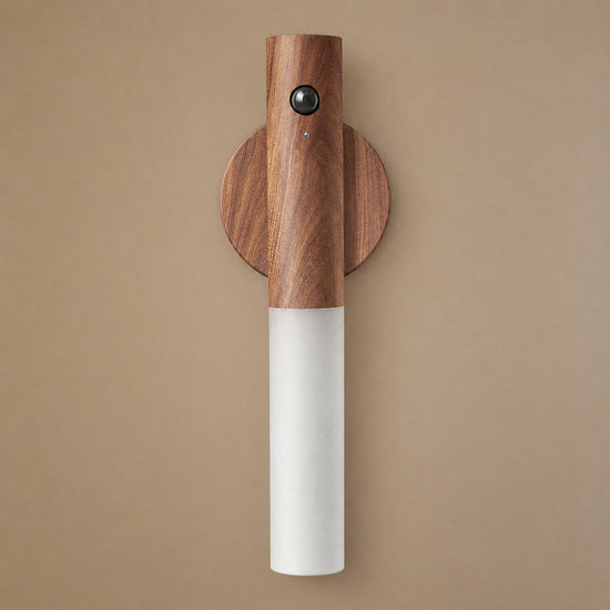 Nomad Magnet Rechargeable Wall Lamp, 1-Inch x H 7.1-Inch, Walnut Wood & White, Warm Light for Bedroom & Living Room