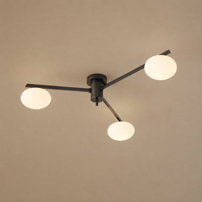 Low-Profile Multi-Arm Oval Glass Ceiling Lamp