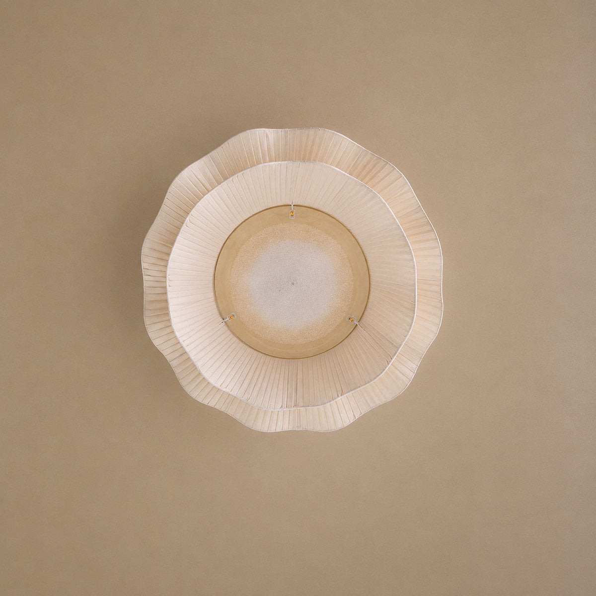 Tricolordeer Pleated Brass Flush Mount Ceiling Lamp