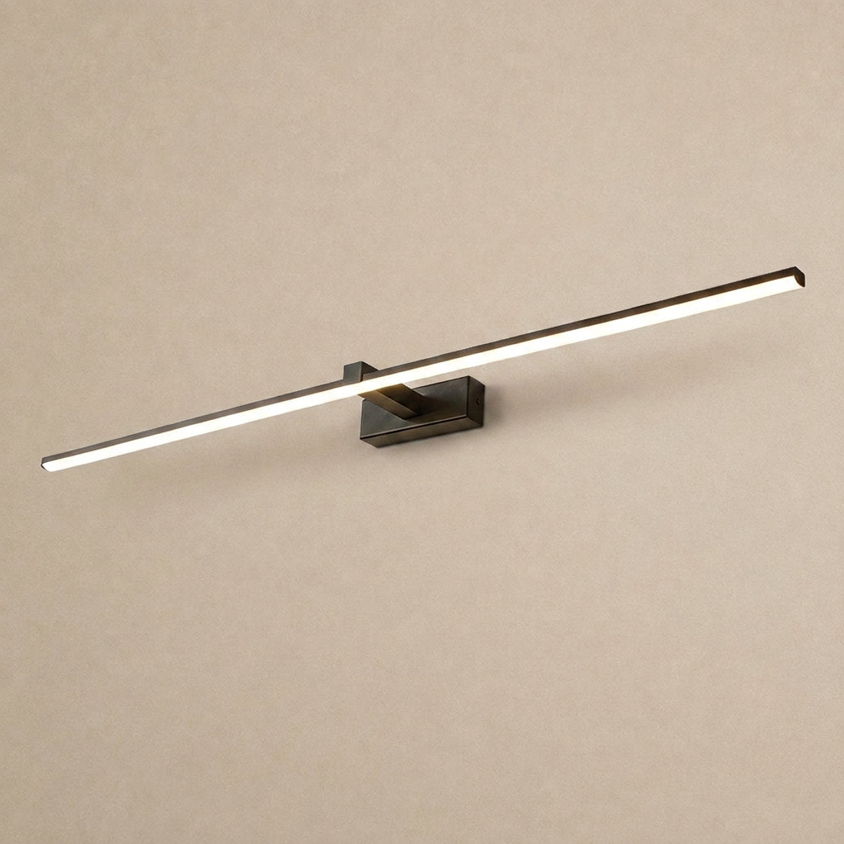 Metal Linear Mirror Wall Lamp, L 15.7~31.5-Inch x H 3.1-Inch, Black, Warm Light for Living Room & Dining Room