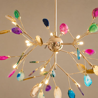 Rose Gold Chandelier with Natural Stone Slices