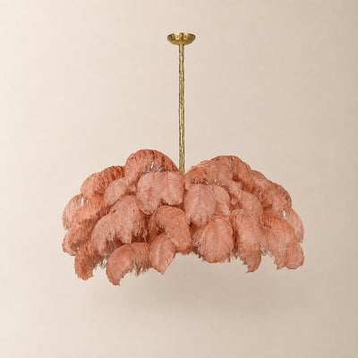 Tricolordeer Layered Plume Brass Chandelier