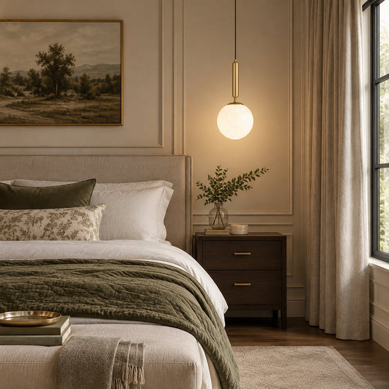 Minimalist Spherical Glass Brass Pendant Light