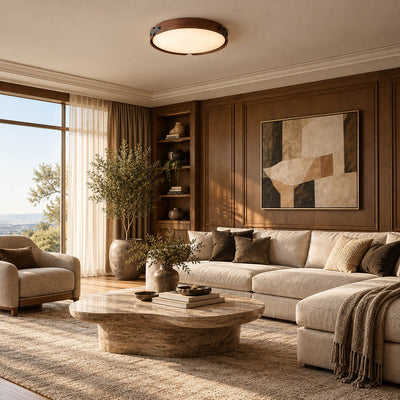 Acrylic Ceiling Light in Wood and Walnut Finishes