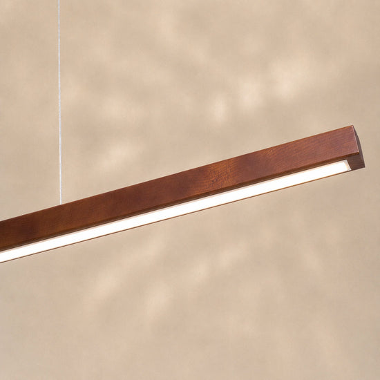 Minimalist Linear Wood Acrylic LED Pendant for Dining Room & Living Room