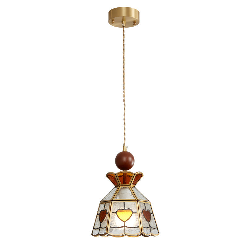 Artisan Glass and Wood Pendant Lamp for Dining Room & Living Room