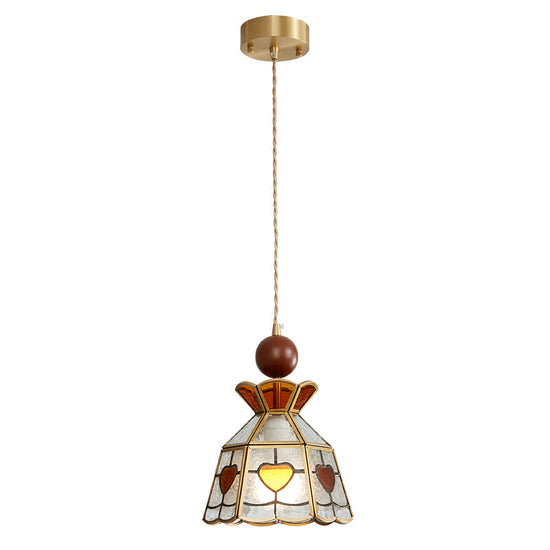 Artisan Glass and Wood Pendant Lamp for Dining Room & Living Room