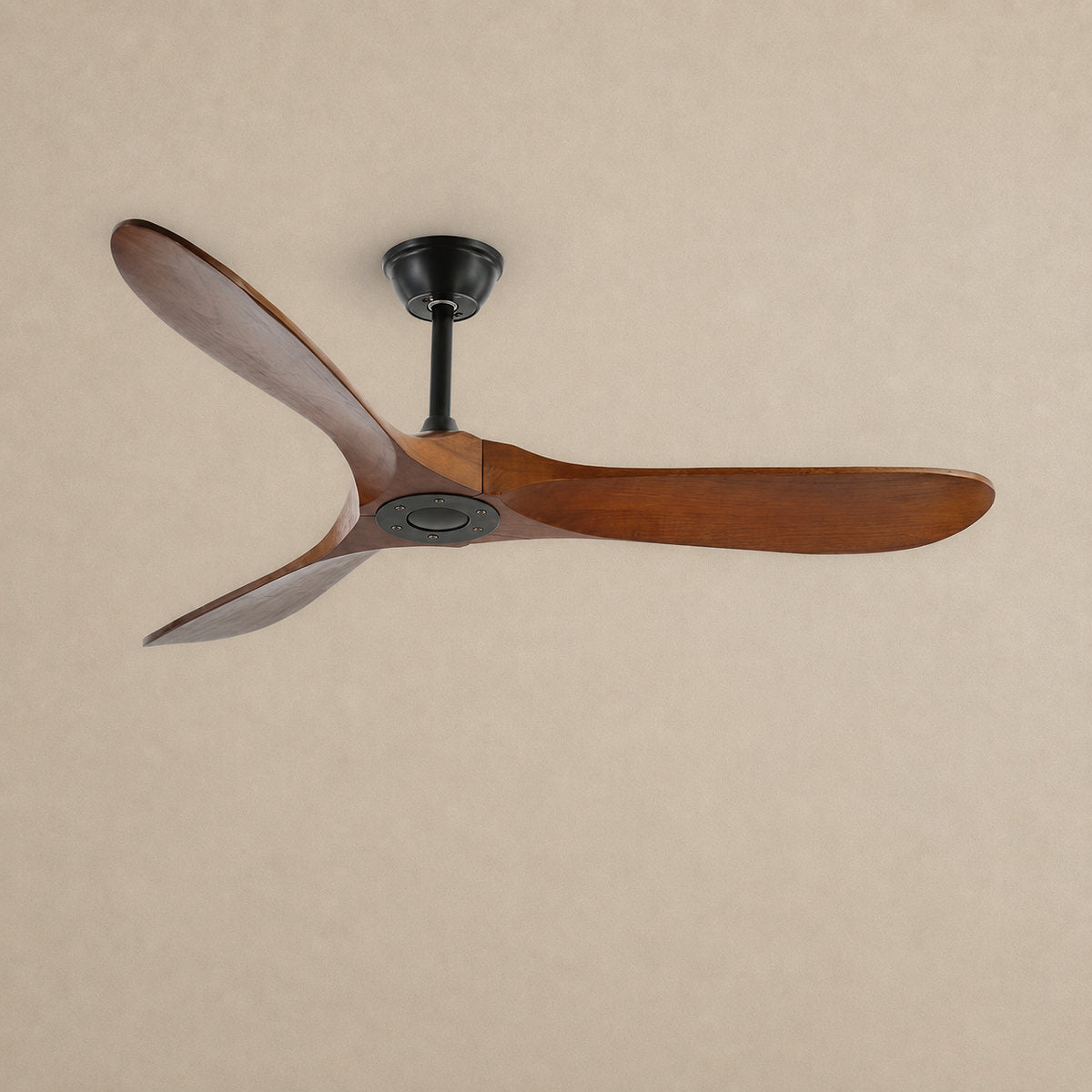 Aero Breeze Ceiling Fan Light, 42~52-Inch x H 13.8-Inch, Walnut Wood & Black for Living Room