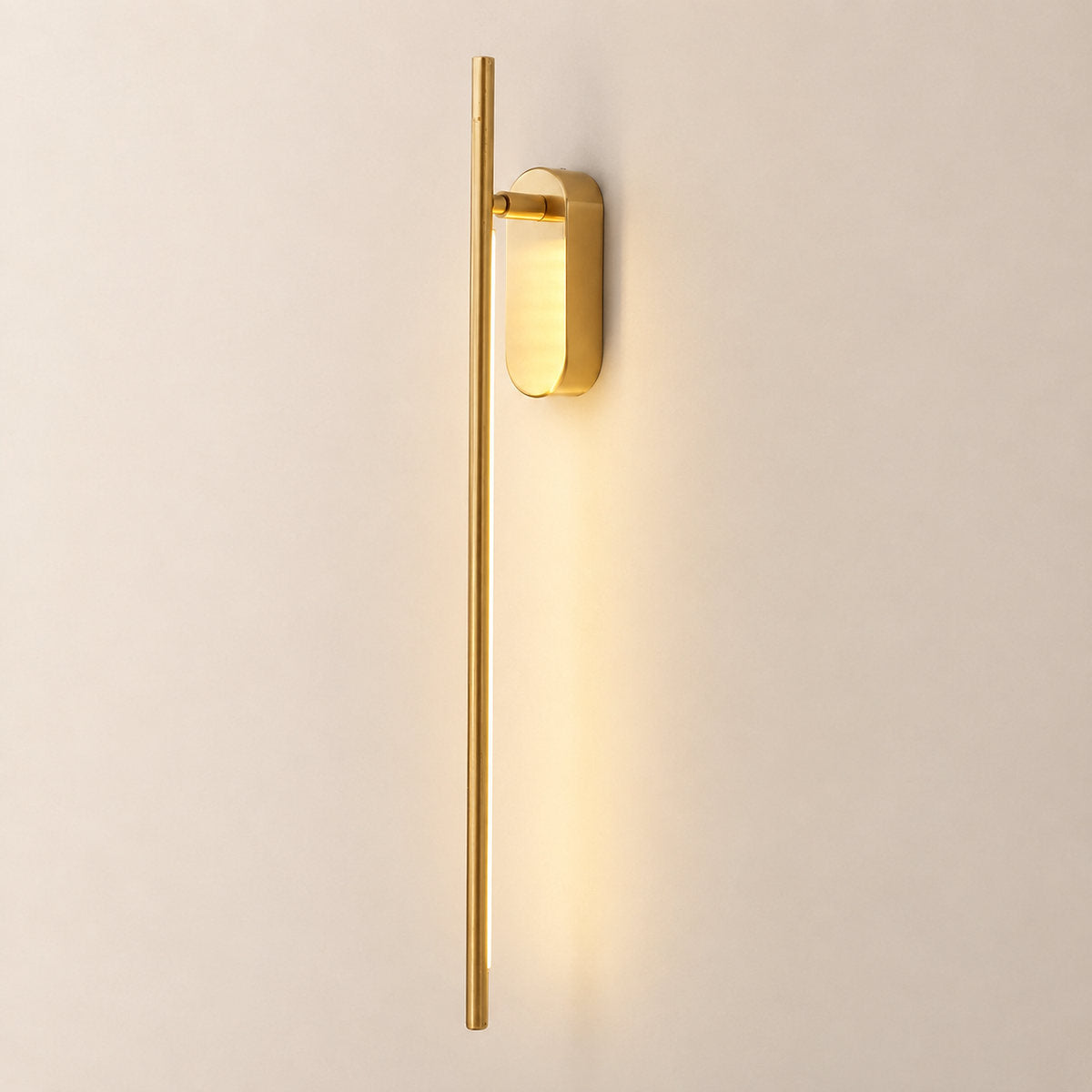Stick Shaped Metal Wall Lamp, L 2-Inch x W 3.1-Inch x H 23.6~37.4-Inch, Brass, Triac Warm Dimming for Living Room