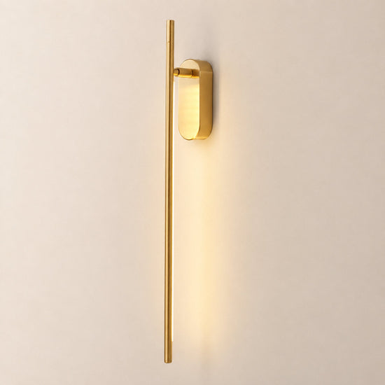 Stick Shaped Metal Wall Lamp, L 2-Inch x W 3.1-Inch x H 23.6~37.4-Inch, Brass, Triac Warm Dimming for Living Room