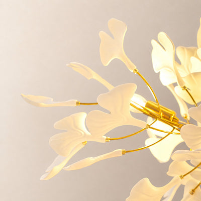 Tricolordeer Cascading Porcelain Leaf Spiral Chandelier