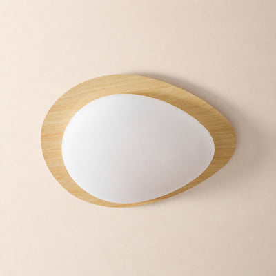 Pebble Metal Ceiling Light, 11.8~22.8-Inch x H 3.1-Inch, Artistic Walnut Grain Effect, Triac Warm Dimming for Living Room