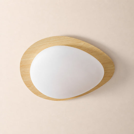Pebble Metal Ceiling Light, 11.8~22.8-Inch x H 3.1-Inch, Artistic Walnut Grain Effect, Triac Warm Dimming for Living Room
