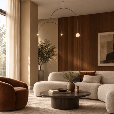 Tricolordeer Curved Metal Arc Sphere Chandelier