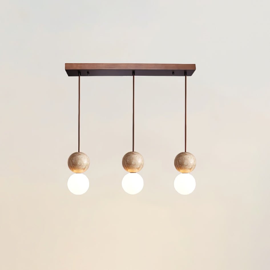 Camille Travertine Pendant Light,1 Light-11 Lights Yellow Travertine & White for Dining Room & Living Room