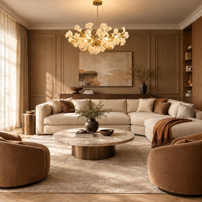 Linear Ginkgo Chandelier – Ceramic-Like Matte Finish