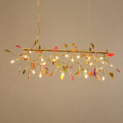 Rose Gold Chandelier with Natural Stone Slices