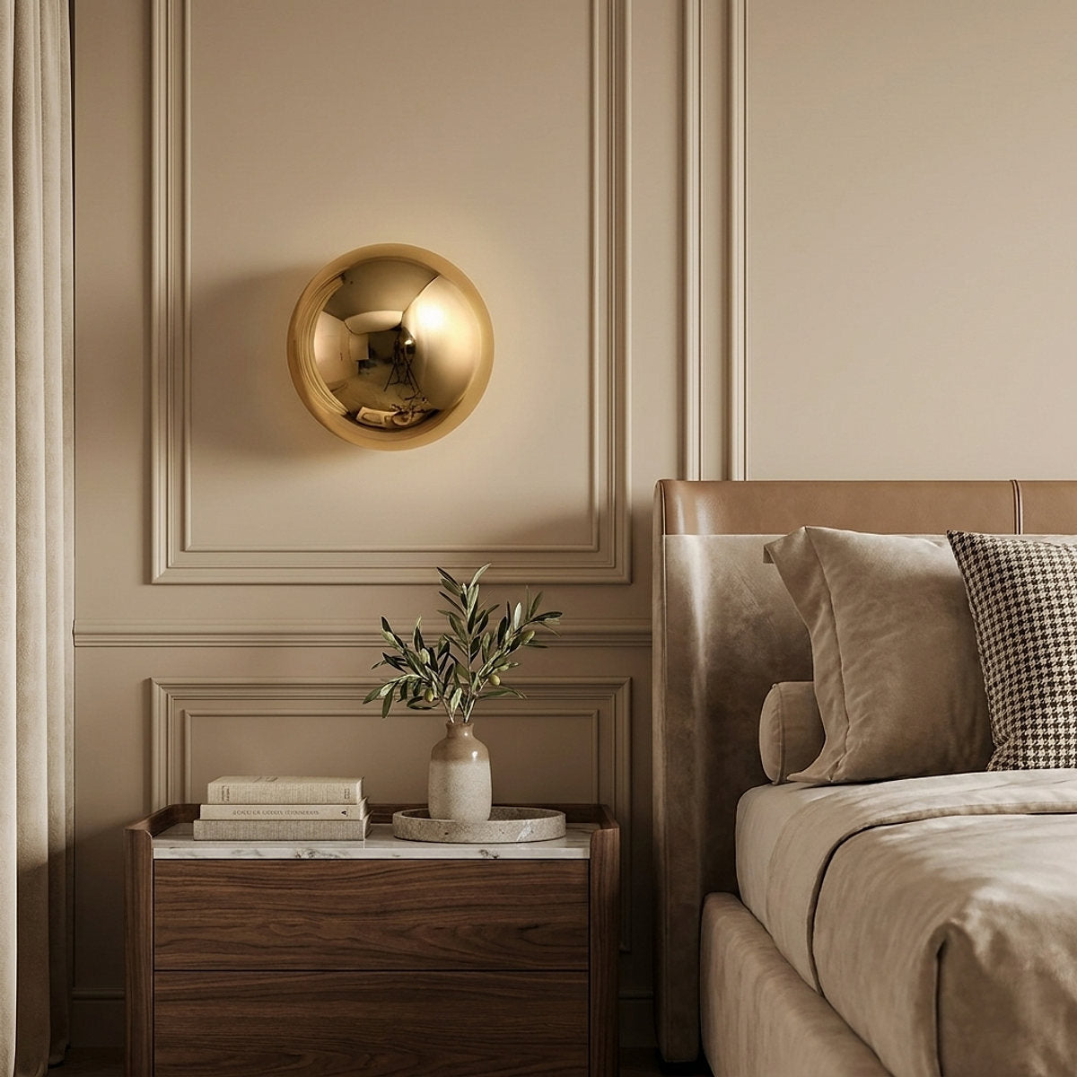 Aurum Sphere Wall Lamp, 6.3-Inch x H 3.9-Inch, Chrome, Warm Light for Living Room & Dining Room