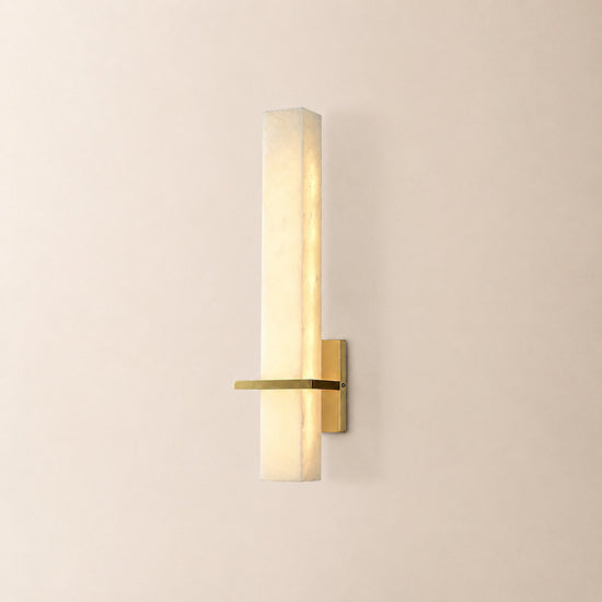 Milan Alabaster Wall Lamp, 4.7-Inch x H 18.9-Inch, Brass & White, Triac Warm Dimming for Living Room & Dining Room