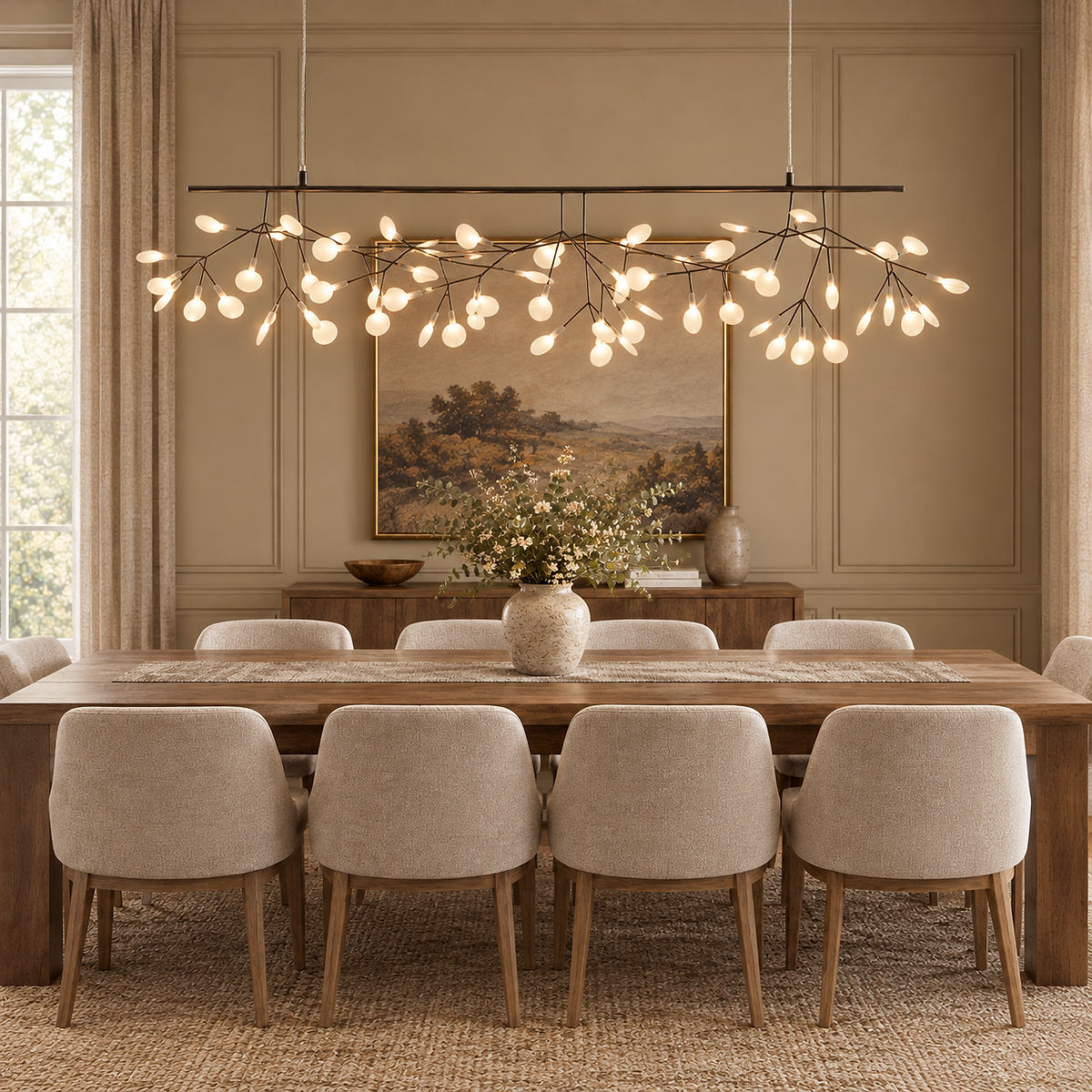 Firefly-Glow Black LED Branch Chandelier