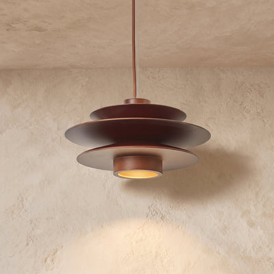 Cascade Wooden Disc Pendant Light, 11.8-Inch x H 5.9-Inch, Nature wood for Dining Room & Living Room