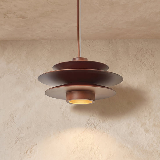 Cascade Wooden Disc Pendant Light, 11.8-Inch x H 5.9-Inch, Nature wood for Dining Room & Living Room