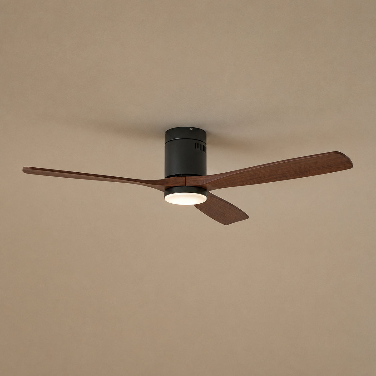Low-Profile Flush Mount Ceiling Fan with LED Disc Light