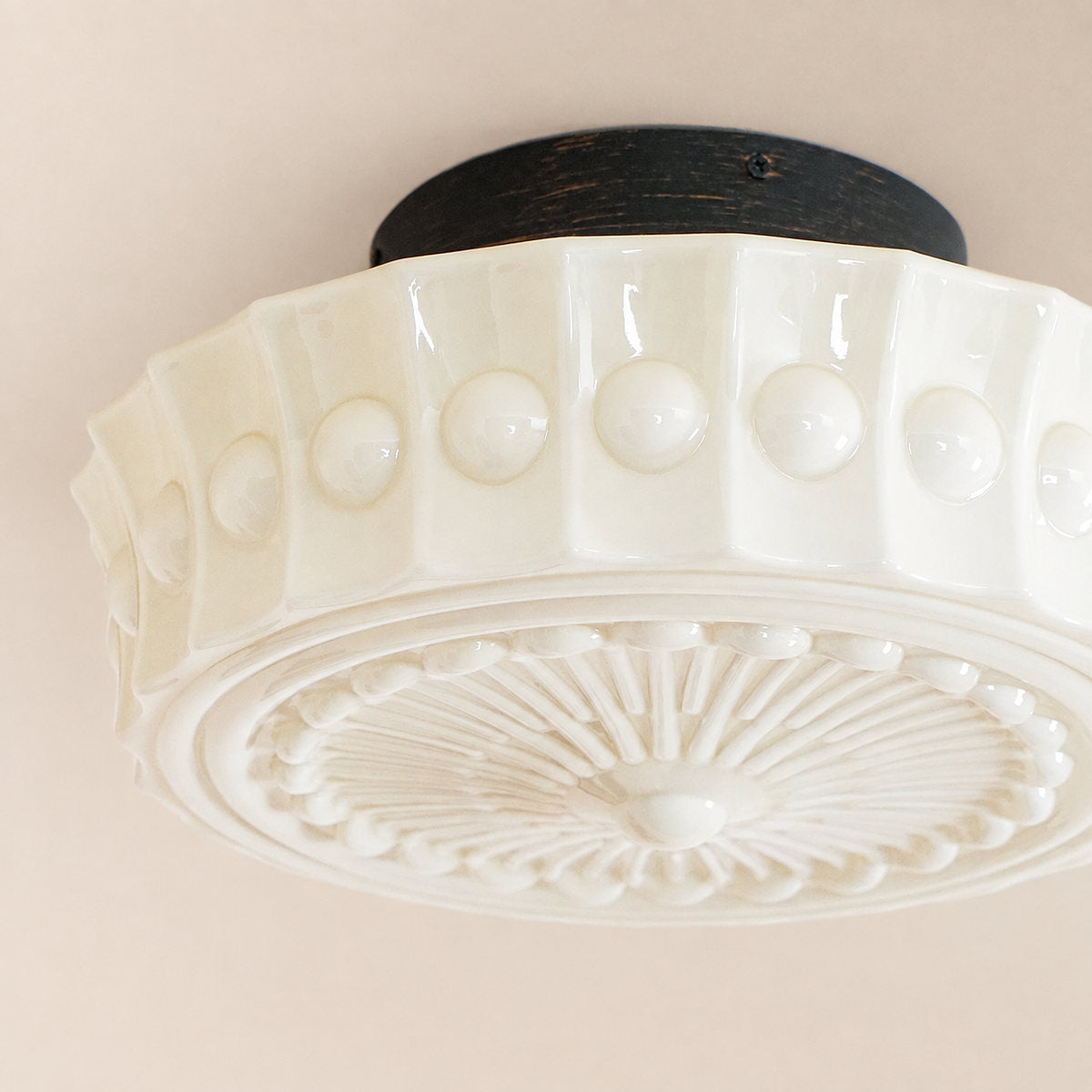Charles Edwards Ceiling Light, 14.2~17.7-Inch x H 7.1~7.5-Inch, Black & Beige for Living Room