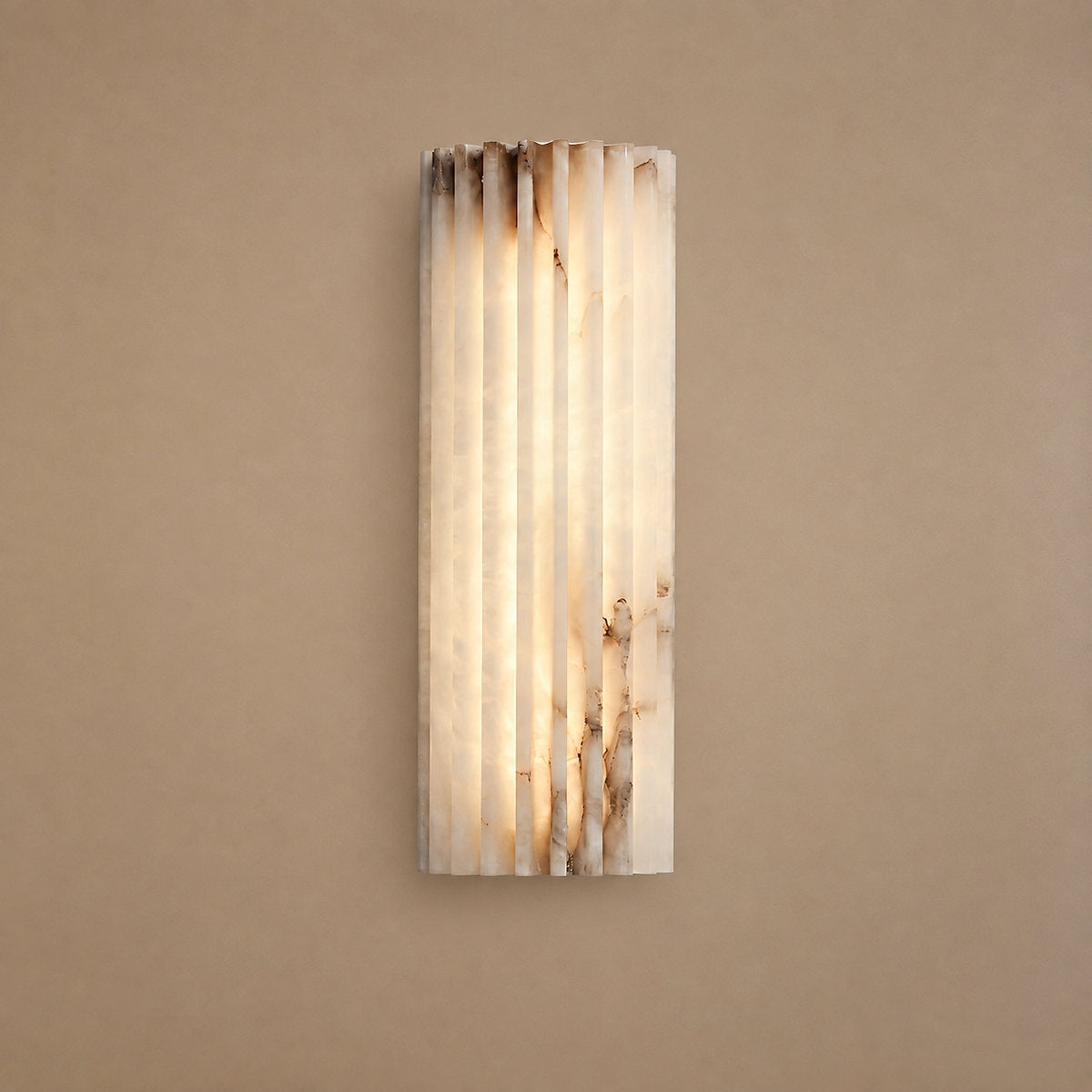 Ribbed Alabaster Stone Wall Lamp Warm Light for Living Room & Dining Room